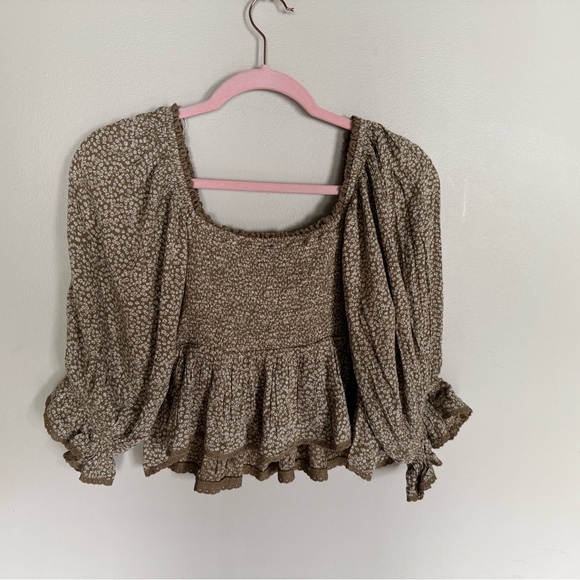 Free People NWT | Brittnee Printed Crop Top Toffee Nut | XS - Picture 8 of 11
